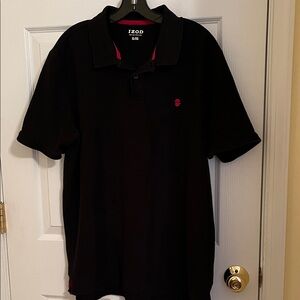 IZOD Men's Polo Shirt in Black with Pink Accents